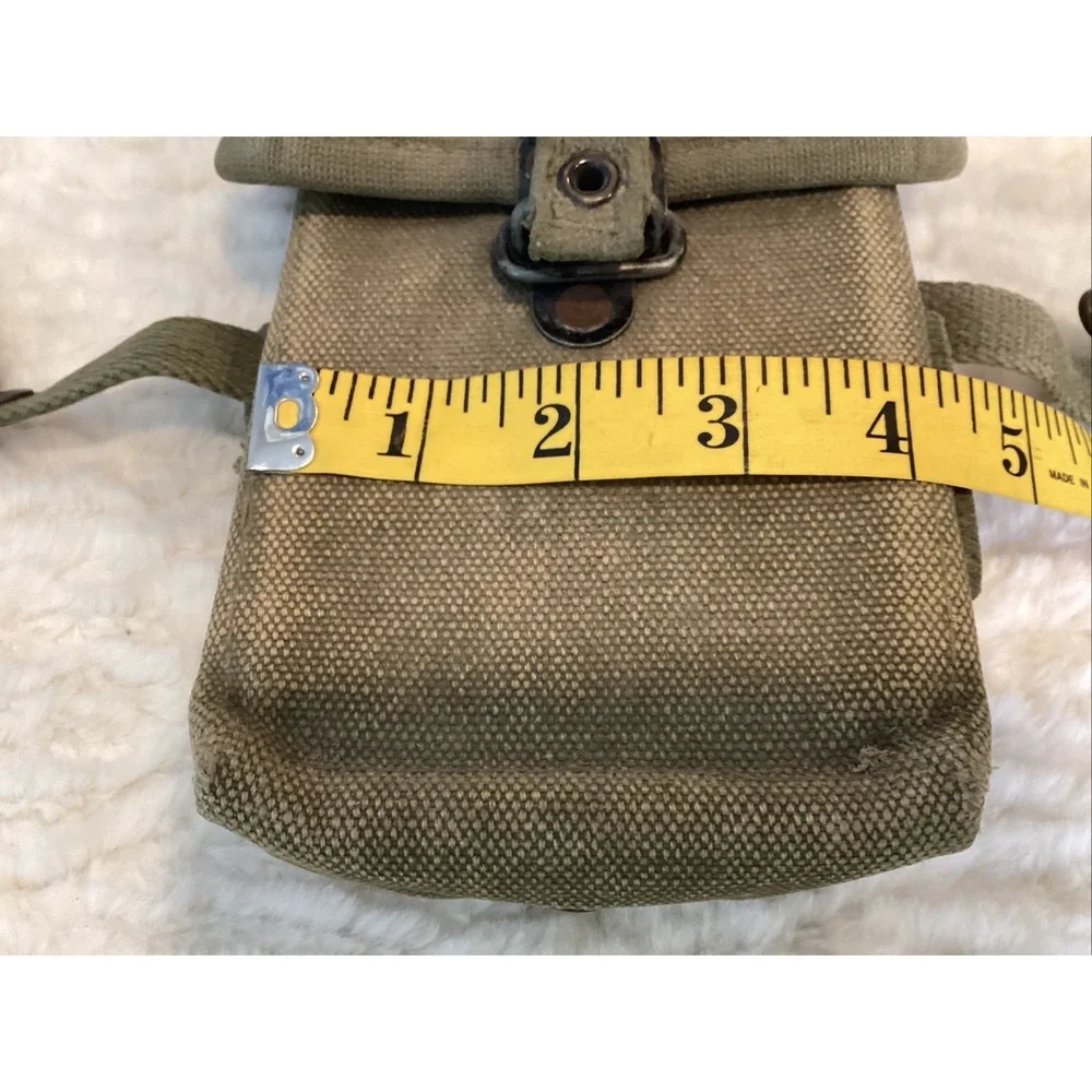 Vietnam Era US Army Military OD Green Canvas Ammo Magazine Pouch Case Vtg 1960s